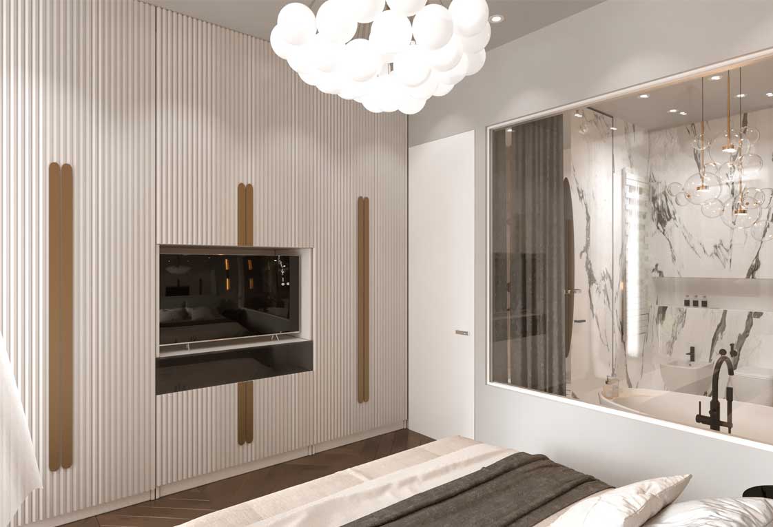 Цена на услуги дизайнера интерьера для современной спальни, визуализация